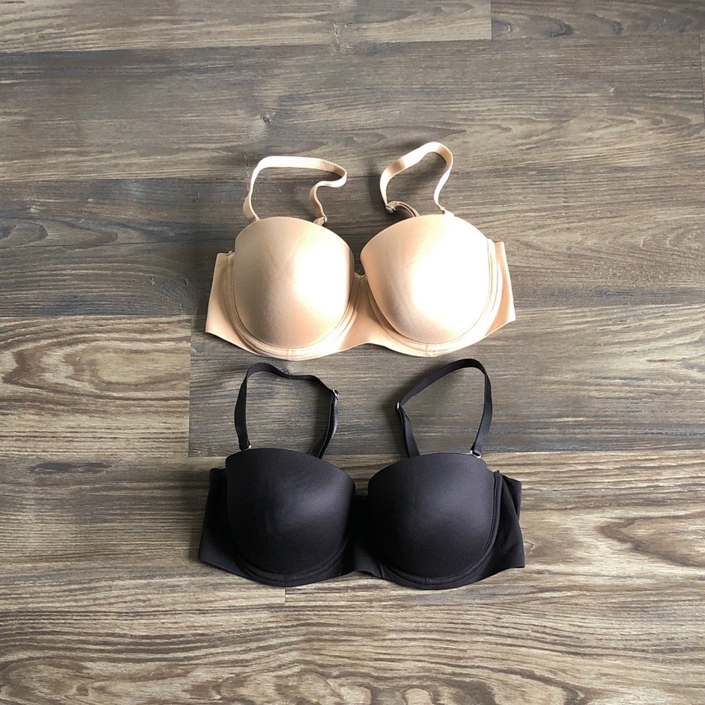 Aerie Sunnie Strapless Bra Bundle 34D Nude Black Removable Strap